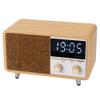 Retro Bluetooth Speaker Clock Radio with Fabric Grille&Wood Finish,Vintage FM Radio with Dual Alarm,Dimmable LED Display for Bedroom Nightstand,Office Desk,Loud Sound,Rechargeable,Knob Control ,TF&AUX view 1