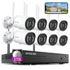5MP Wireless Home Security Camera System, 8CH NVR with 3TB Hard Drive, SMONET CCTV Kit with 8 Indoor/Outdoor IP Cameras, Night Vision, IP66 Waterproof, Mobile App Access view 1