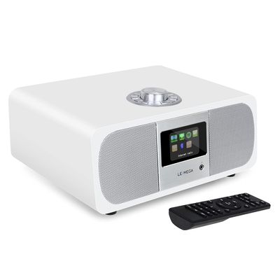 LEMEGA M3P 2.1 Music System with Internet Radio,FM Radio, Spotify Connect, Bluetooth Speaker,Wooden Box,40 Presets,Dual Alarms Clock,Remote and App Control - Satin White
