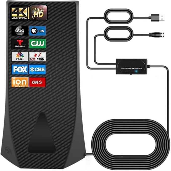 TV Antenna for Smart TV Indoor Dual Mode Amplified TV Antenna, 4K 1080P Indoor Antenna with Adjustable Gain Switch, Light Magnetic Base, Signal Booster, Free Local Channels