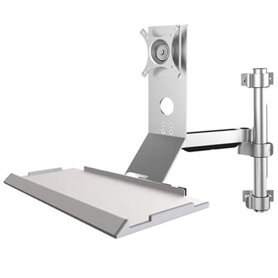 Adjustable Wall Mount Workstation - Rotatable Laptop Holder & Monitor Mount for 17-27" Screens, Supports Up to 8kg, Durable Aluminum Alloy for Home & Office Use