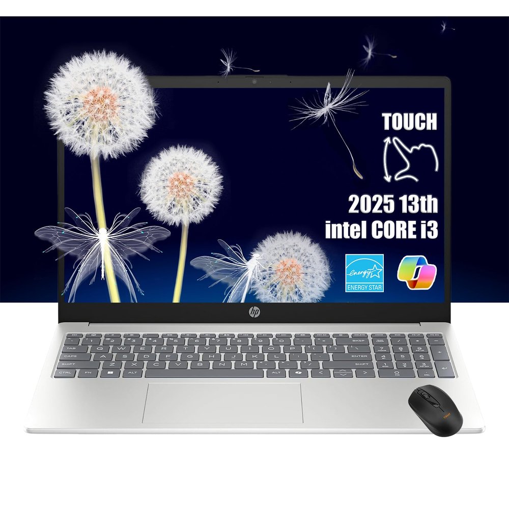 HP 15.6" HD Touchscreen Laptop | Intel Core i3-1315U | 8GB RAM, 256GB PCIe SSD | Webcam | HDMI | Numeric Keypad | Wi-Fi 6 | Windows 11 Home | Bundle with Wireless Mouse