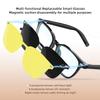 Smart Bluetooth Glasses for Men & Women, Magnetic Lenses 3-in-1(Blue Light Blocking/UV400/Night Vision), Auto On/Off, Call/Music, IP65 Waterproof, Wireless Audio Stylish Eyewear for Driving/Working view 4