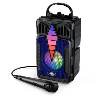 Dnil Portable Wireless Speaker with high-Definition Sound Quality, Voice Control Function, RGB Multi-Color Rhythm Lights, Suitable for Home and Outdoor use (Blue)