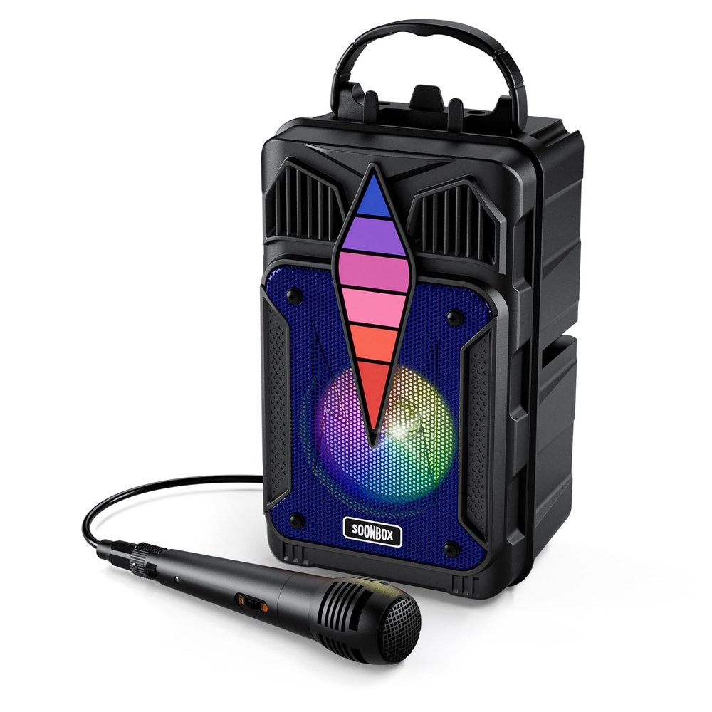 Dnil Portable Wireless Speaker with high-Definition Sound Quality, Voice Control Function, RGB Multi-Color Rhythm Lights, Suitable for Home and Outdoor use (Blue)