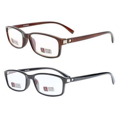 Classic Rectangle Reading Glasses Magnification UV Protection Anti Glare and Scratch Resistant Computer (2 packs one black+one brown, 3, x)