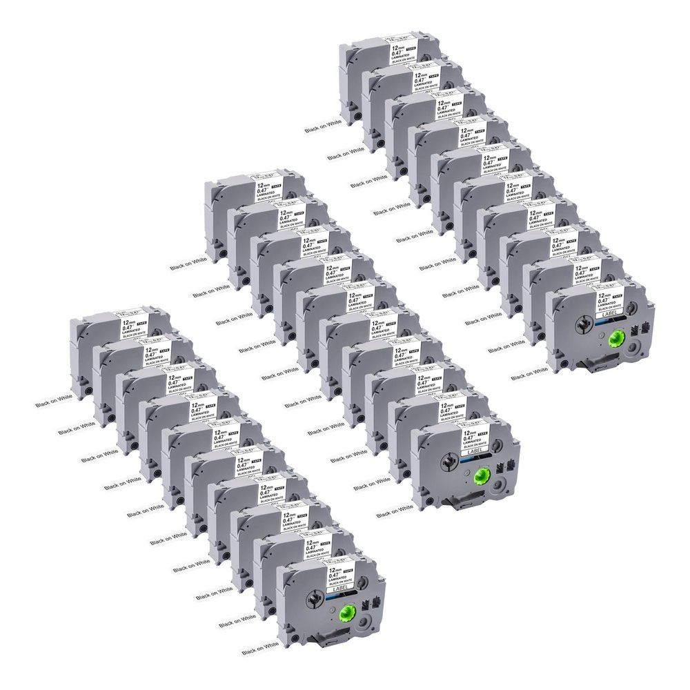 30-Pack Label Maker Tape 12mm 0.47 Laminated White TZe-231 Replacement for Brother P Touch Printer PTD210 PTH110 PTD220 PTD400, TZe TZ Tape 1/2inchx26.2ft