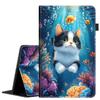 Yuxcfhjfe Case for New Amazon Kindle Fire 7 (12th Generation 2022 Release), Premium PU Leather Folio Stand Cover Case with Smart Auto Wake/Sleep, Underwater Adventure Cat view 1