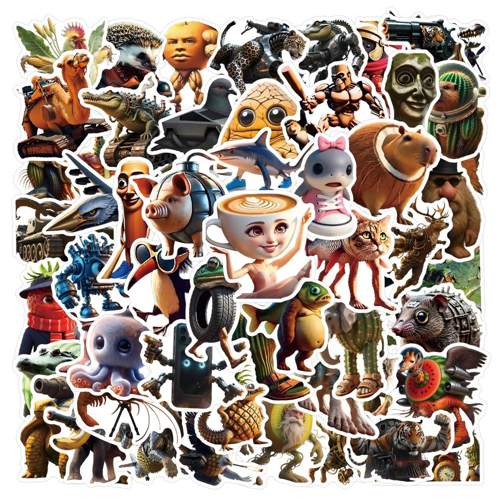 100 Pcs Italian Brainrot Funny Animals Stickers Bulk,American AI Tralalero Tralala Stickers Pack .Waterproof Vinyl Party Favors Decals Sticker for Water Bottles Laptop Phone
