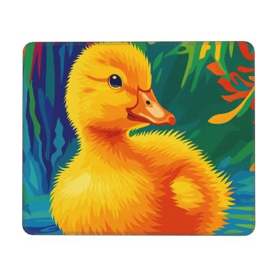 Cute Ducking in Colorful Stream Mouse Pad Stitched Edge Non-Slip Waterproof Rubber 7 X 8.6 in
