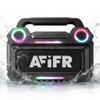 AFIFR Outdoor Bluetooth Speaker, 160W Loud Bass! Rugged, IP67 Waterproof, 24H Playtime with Lights, Wireless TWS Pairing Portable Speakers for Party, Outsides, Travel, Beach, Garage (Black) view 1