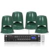 Sound Town Commercial Residential Omni Outdoor Speaker+Amplifier Set, with One 6-Zone 70V/100V Amplifier with Bluetooth, 4 x 8 High-Fidelity Outdoor 360 Dispersion Speakers, Green (STCA600X4OMNI82G) view 1