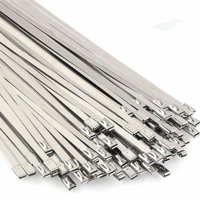 100PCS 304 Stainless Steel Zip Ties  4.6mm Wide, 1001000mm Long, Self-Locking Heavy Duty Cable Ties, High Temperature Resistant Metal Ties For Outdoor, Marine(4.6 mm W x 150 mm L)