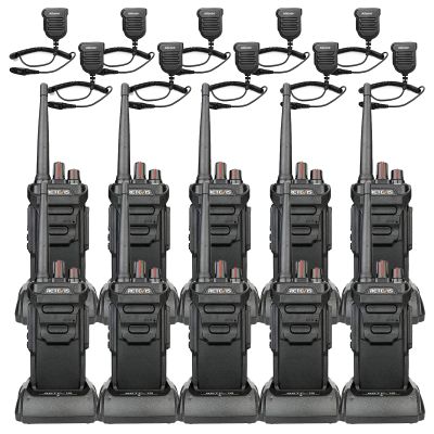 Retevis RT48 Waterproof Walkie Talkies with Mic,Heavy Duty Rugged Two Way Radio,IP67 Waterproof(1m/30min),Rechargeable 2 Way Radio,1200mAh,VOX,SOS Alarm,for Business Construction School(10 Pack)