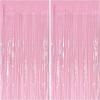 2 Pcs Pastel Pink Party Streamers Foil Fringe Backdrop Curtains, Tinsel Streamers Birthday Party Decorations, Pink Fringe Backdrop for Birthday Wedding Engagement Baby Shower Bachelorette Party view 1