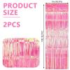 2 Pcs Pastel Pink Party Streamers Foil Fringe Backdrop Curtains, Tinsel Streamers Birthday Party Decorations, Pink Fringe Backdrop for Birthday Wedding Engagement Baby Shower Bachelorette Party view 2