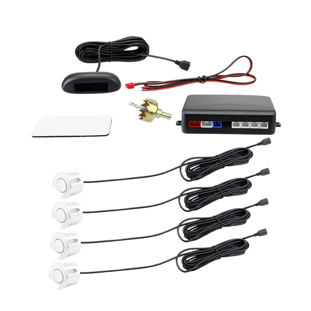 12V DC LCD Cars Parking Sensor Parking Sensor System Car Reversing Radar Buzzer Detector System(White)