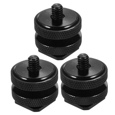 Housoutil 3PCS Hot Shoe Mount Adapter Dual Layer Camera Tripod Screw with Nuts for Flash Microphones Monitors Metal Conversion Bracket for Photography Enthusiasts