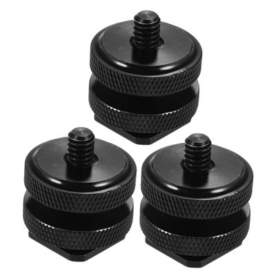 LIGIGWASH 3PCS Dual Layer Hot Shoe Mount Adapter Metal Camera Flash Holder Compatible with Tripod Light Stand Nuts for Stable Reliable Connection