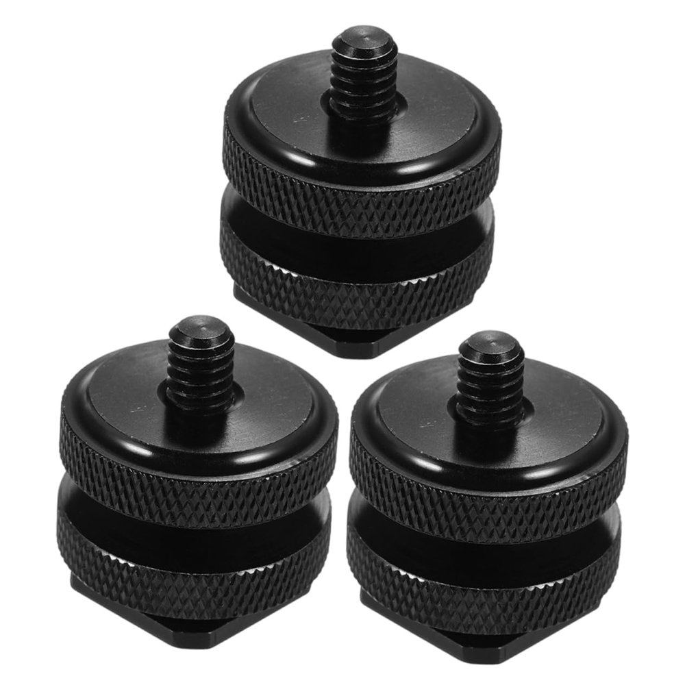 LIGIGWASH 3PCS Dual Layer Hot Shoe Mount Adapter Metal Camera Flash Holder Compatible with Tripod Light Stand Nuts for Stable Reliable Connection