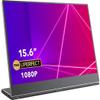 15.6" Portable Monitor 1080P FHD, Ultra Slim 5mm Aluminum Frame, 1.8lb Lightweight, 100% sRGB, 60Hz, VESA Mount 75x75mm M4*4mm, Narrow Bezel USB-C HDMI External Display for Laptop, PC view 1