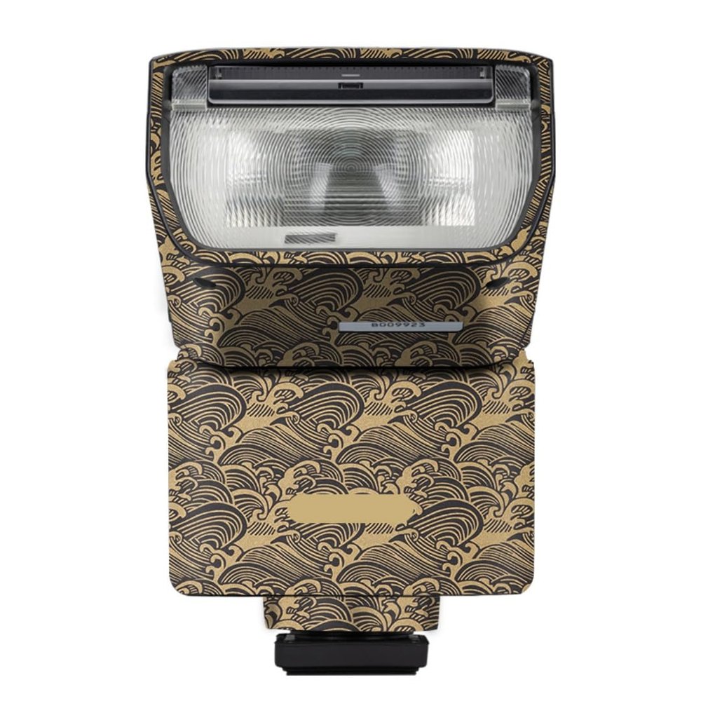 HVL F28RM Anti-Scratch Camera Flash Vinyl Wrap Skins Protector Coat Decals for Sony HVL F28RM Wraps Cover Sticker(Wave Gold)
