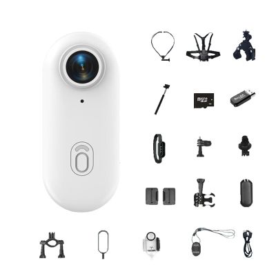 4k Action Camera,Thumb Body Camera with Waterproof Case,Wearable Video Recorder for Work,Cycling,Travel,Pet Walking (White)