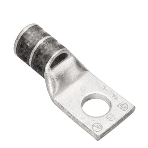 YA31L7 Copper Compression Lug, 1-Hole, Standard Barrel, 350 MCM Stranded, 5/8" Stud, with Inspection Window, Red, RoHS Compliant (Model 50214J)