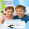 Kids Headphones for School, Ages 6+, 2 Pack with Splitter, Safe 98dB Volume, Fun Colors, Perfect for Sharing at Home, Travel & Classroom, Blue view 3