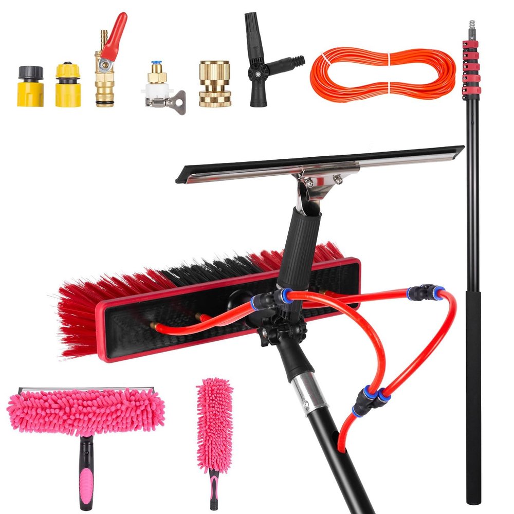 3.6-11M Window Cleaning Pole with Extension Pole, Telescopic Window Washing Equipment for Conservatory Roofs Solar Panels and Glass, Convenient Kit for Home and Commercial(55cm Bruch,3.6M)