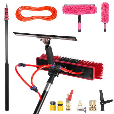 Window Cleaning Equipment, Water Fed Window Cleaning Pole, Professional Telescopic with Extension Pole 3.6-11M, Suitable for Clean Windows Glass Cars Solar Panel(35cm Bruch,9.2M)