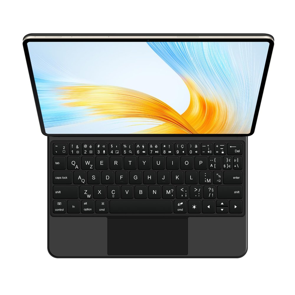 GUPENAA Keyboard Case for Huawei MateBook E Go 12.35, Easy-Set Magic Floating Cantilever Stand,7 Colors Backlight, Built-in Trackpad,Black,French