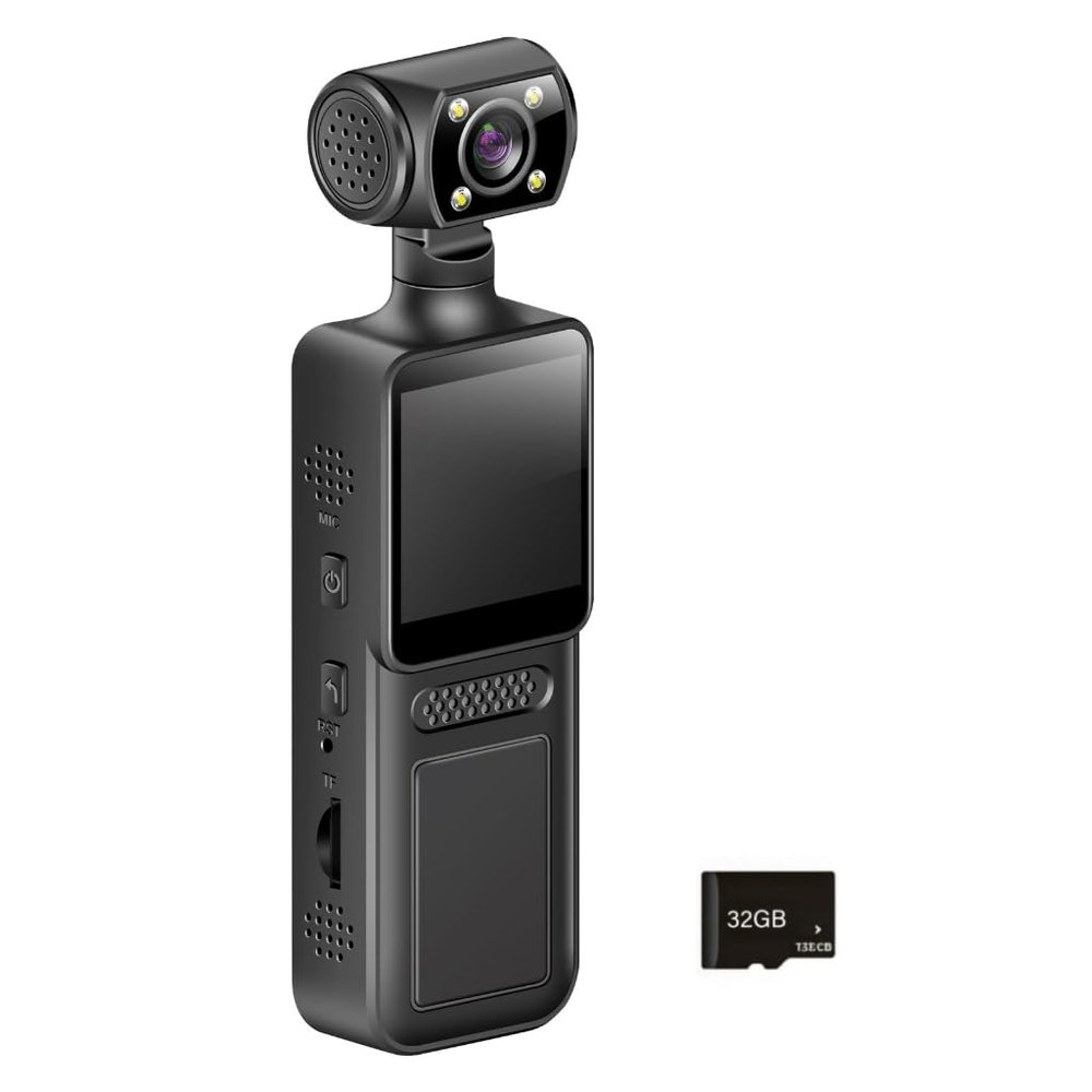 RWAJZAX Handheld 4K Sports Camera 180 Degree Small Sport Camera LCD Screen Pocket Action Camcorder Travel Bike Recorder Sports
