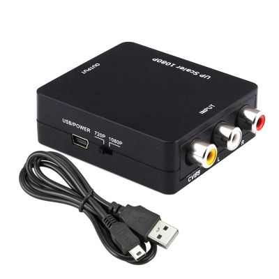 RYEAZIQI HD 1080P RCA AV to HDMI Converter Video Audio Adapter for VCR DVD to TV with USB Cable Mini AV to HDMI RCA Composite CVBS(AV to HDMI)