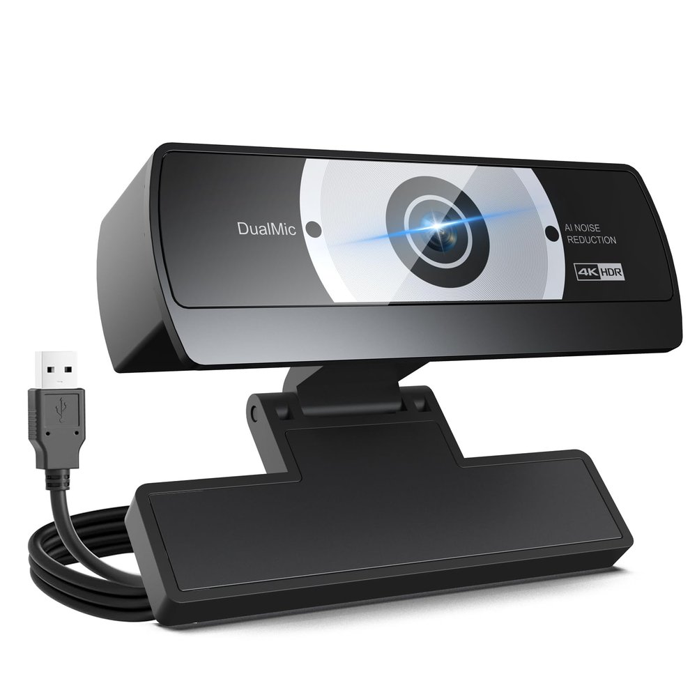 4K Webcam for PC - 4K Ultra HD Computer Camera with PDAF Autofocus, AI Noise-Canceling Mic, USB Plug & Play, 80 FOV & Auto Lighting Correction for Laptop & Desktop (Social Streaming Video Call)