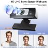 4K Webcam for PC - 4K Ultra HD Computer Camera with PDAF Autofocus, AI Noise-Canceling Mic, USB Plug & Play, 80 FOV & Auto Lighting Correction for Laptop & Desktop (Social Streaming Video Call) view 2