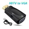 RYEAZIQI HDMI-Compatible to VGA Cable Converter Male to Famale Converter Adapter 3.5 Mm Jack Audio HD 1080P for PC Laptop Tablet(Black) view 2