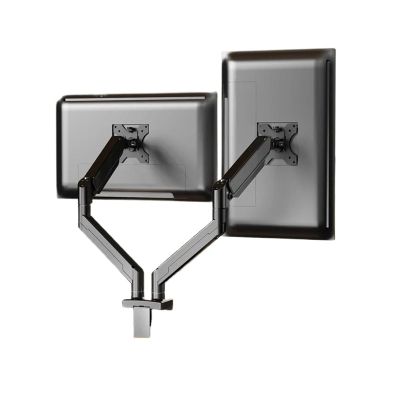 BEISHI 14-34in Dual Monitor Bracket Ergonomic Adjustable Dual Screen Bracket Protect Cervical Computer Heighten Shelf Load2-10kg(Black)