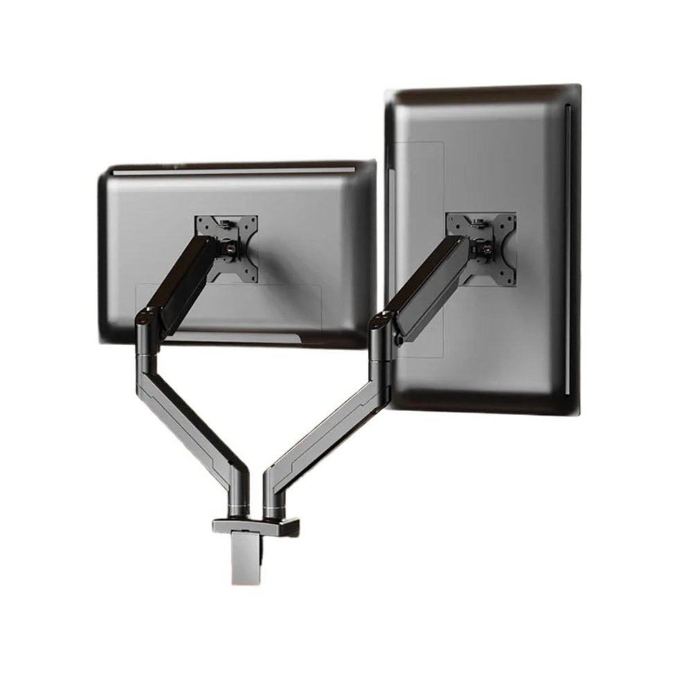 BEISHI 14-34in Dual Monitor Bracket Ergonomic Adjustable Dual Screen Bracket Protect Cervical Computer Heighten Shelf Load2-10kg(Black)