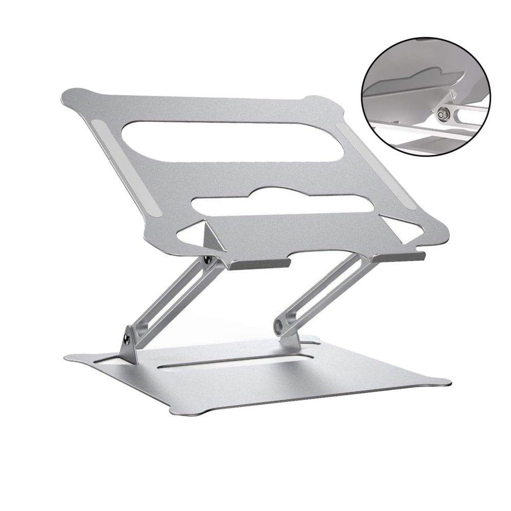 ARTIBETTER Foldable Aluminum Alloy Laptop PC Stand Adjustable Height Notebook Holder Portable Computer Support for Desk Use with Solid Durable Structure Silver