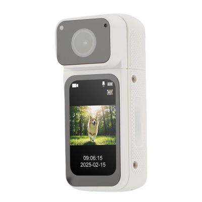 Denash 2.7K Body Camera, 32GB Body Worn Camera, 2.4G WiFi Portable POV Vlog Recording, 180 Rotatable, Magnetic Hanging, for Work Travel Pet Walking (White)