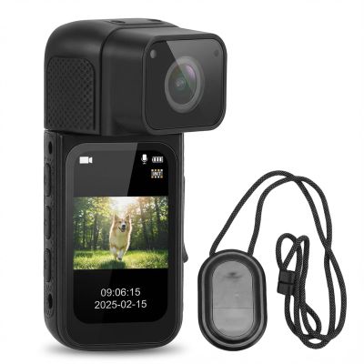 Denash 2.7K Body Camera,32GB Body Worn Camera,Mini Wearable Cam with 180 Rotatable Lens & Magnetic Hanging,2.4G WiFi Portable POV Vlog Recording for Work Travel Pet Walking