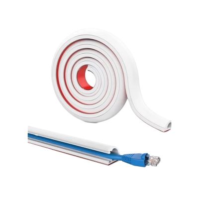 3M/roll Flexible Cord Management Channel,Invisible Decorative Wire Cover, Anti-Step Protector, Adhesive Cable Raceway with Cap(B-Grey)