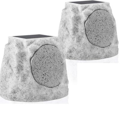 SDX Sondpex Solar Bluetooth Rock Speakers Outdoor Waterproof with RGB Lights  Wireless Stereo Pair, Solar/USB Charging, All-Weather Garden Patio Speakers