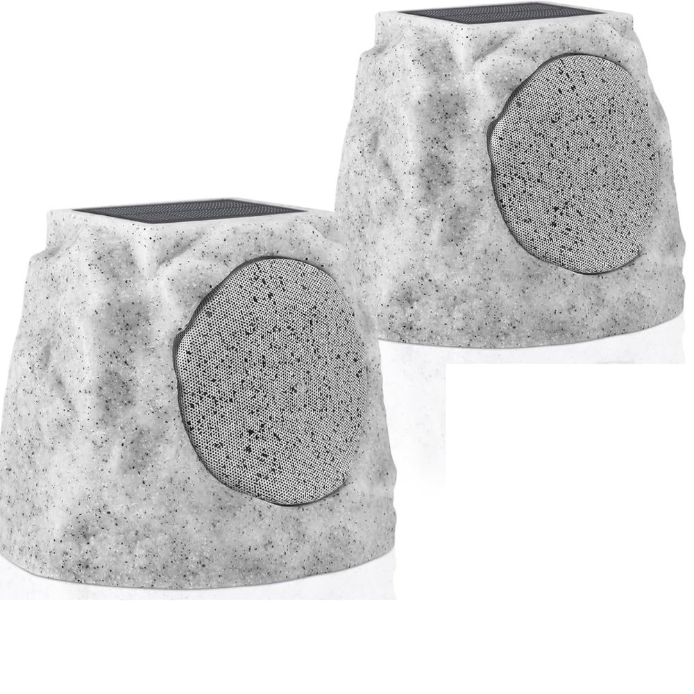 SDX Sondpex Solar Bluetooth Rock Speakers Outdoor Waterproof with RGB Lights  Wireless Stereo Pair, Solar/USB Charging, All-Weather Garden Patio Speakers