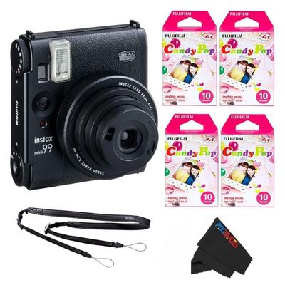 Fujifilm Instax Mini 99 Instant Film Camera with PixiBytes Microfiber Cleaning Cloth... (Camera + 4 Candy Pop)