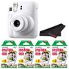 Fujifilm Instax Mini 12 Camera with Fujifilm Instant Mini Film and PixiBytes Microfiber Cleaning Cloth... (Clay White, Camera + 4 Twin Pack) view 1