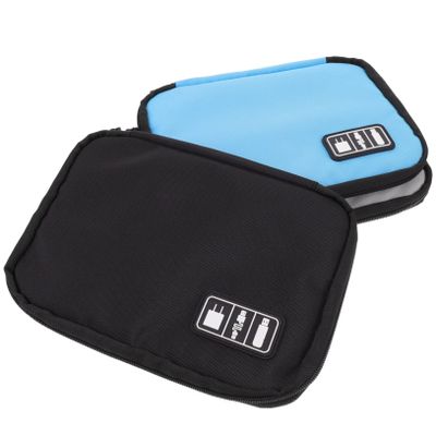 UKCOCO 3pcs Digital Cable Organizer Bag with Double Zipper Mesh Pockets and Multi Partition Design for Travel Electronics Accessories Chargers Earphones USB Flash Drives Blue Black Gray