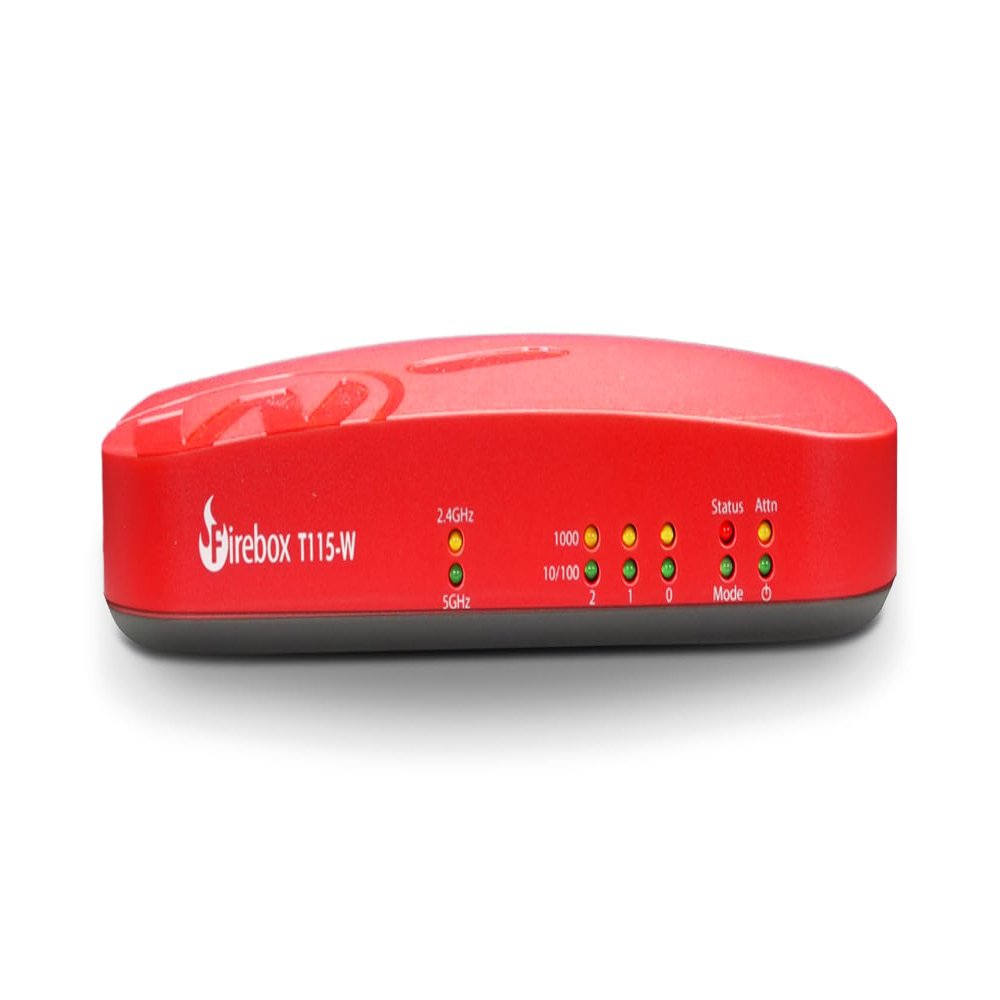 WatchGuard Firebox T115-W with 1 Year Total Security Suite - Wi-Fi 7 Tabletop Firewall, 3X 1Gb Ports, Silent Fanless Security for Small Offices (WGT116641)