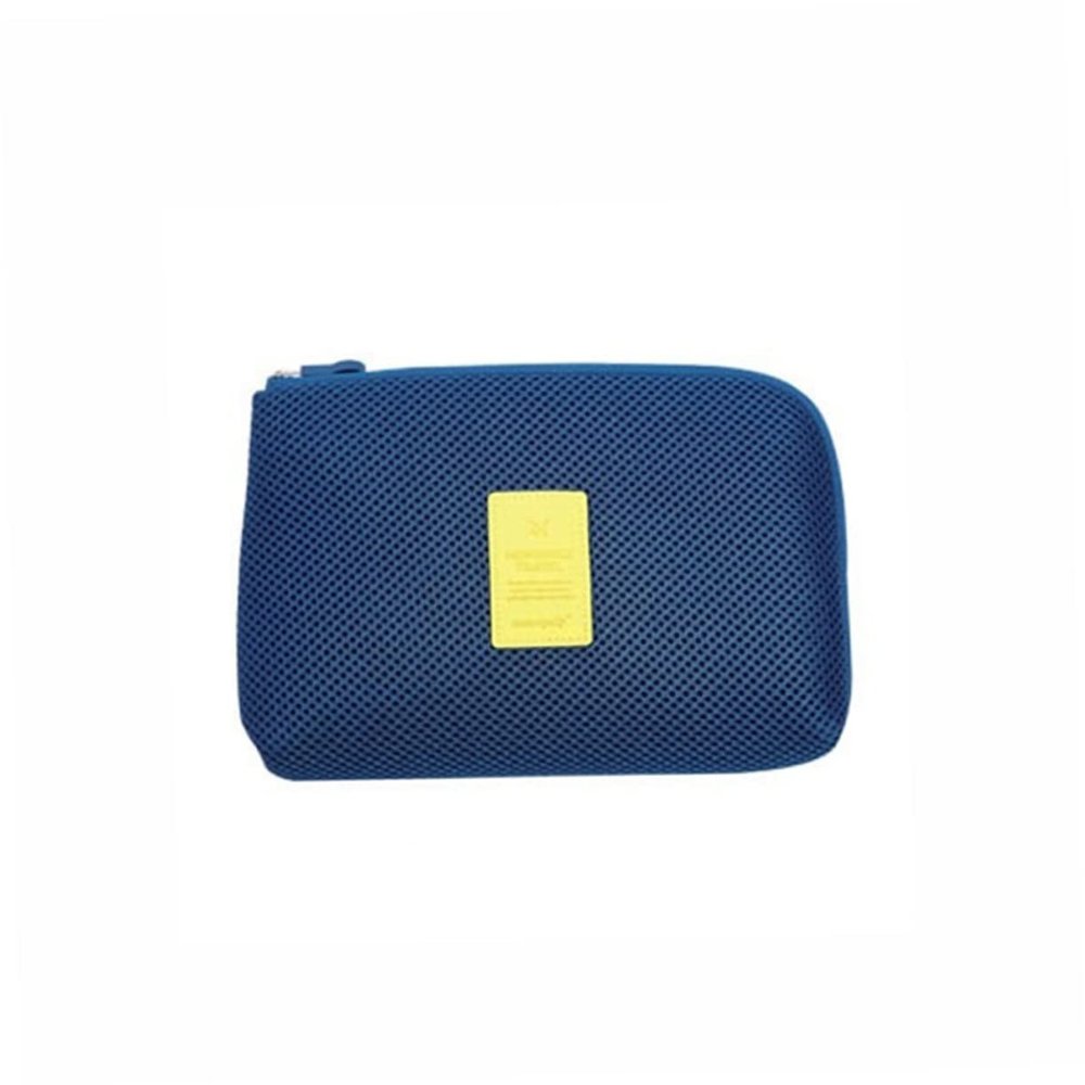 DIYEAH Shockproof Large Travel Cable Organizer Pouch with Sponge Padding for Chargers Earphones Mouse Toiletry Dark Blue Electronics Storage Case